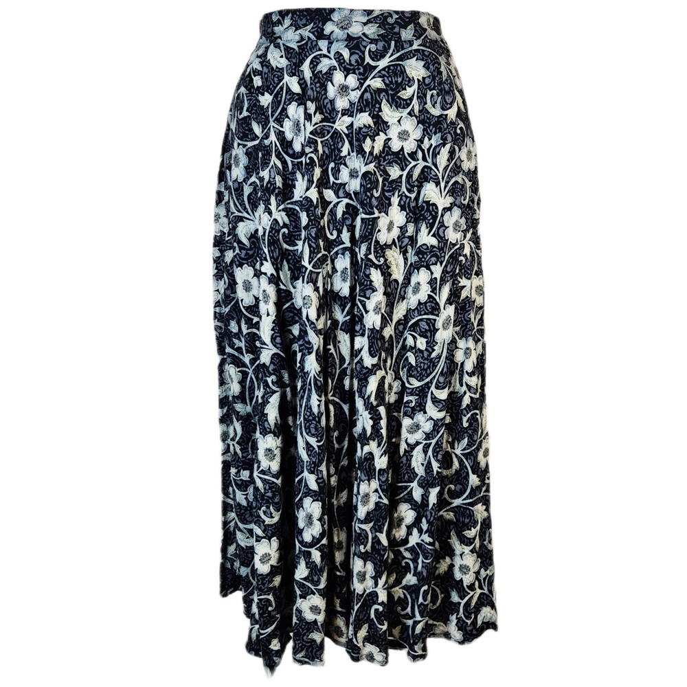 Herman Geist Vintage Dark Floral Full Midi Skirt Womens 6 Cottagecore Whimsigoth